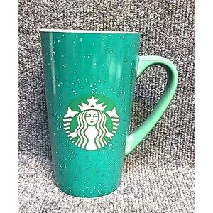 Starbucks 16oz Solid Green Tall Ceramic Coffee Mug Cup Classic Mermaid Logo 2020
